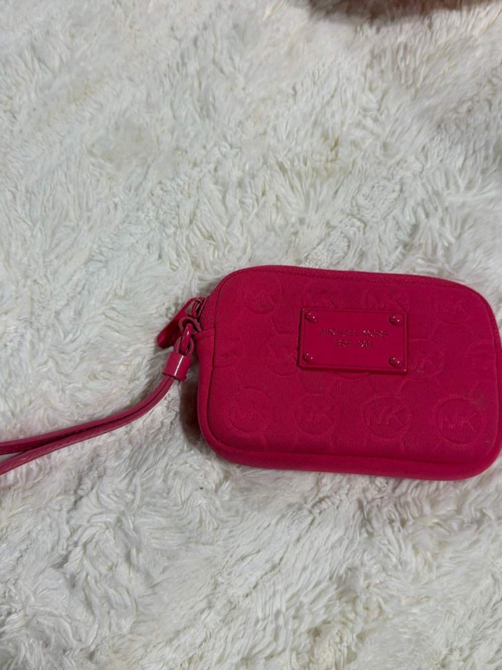 Michael Kors Bright Pink Embossed Wristlet Clutch